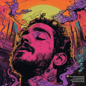 the infinite freedom of a silhouetted post malone car air freshener at dusk
